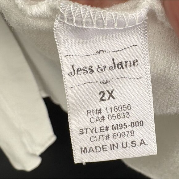 Jess & Jane Women's Open Front Cardigan 2X White Cotton Pockets USA Professional - Picture 5 of 10